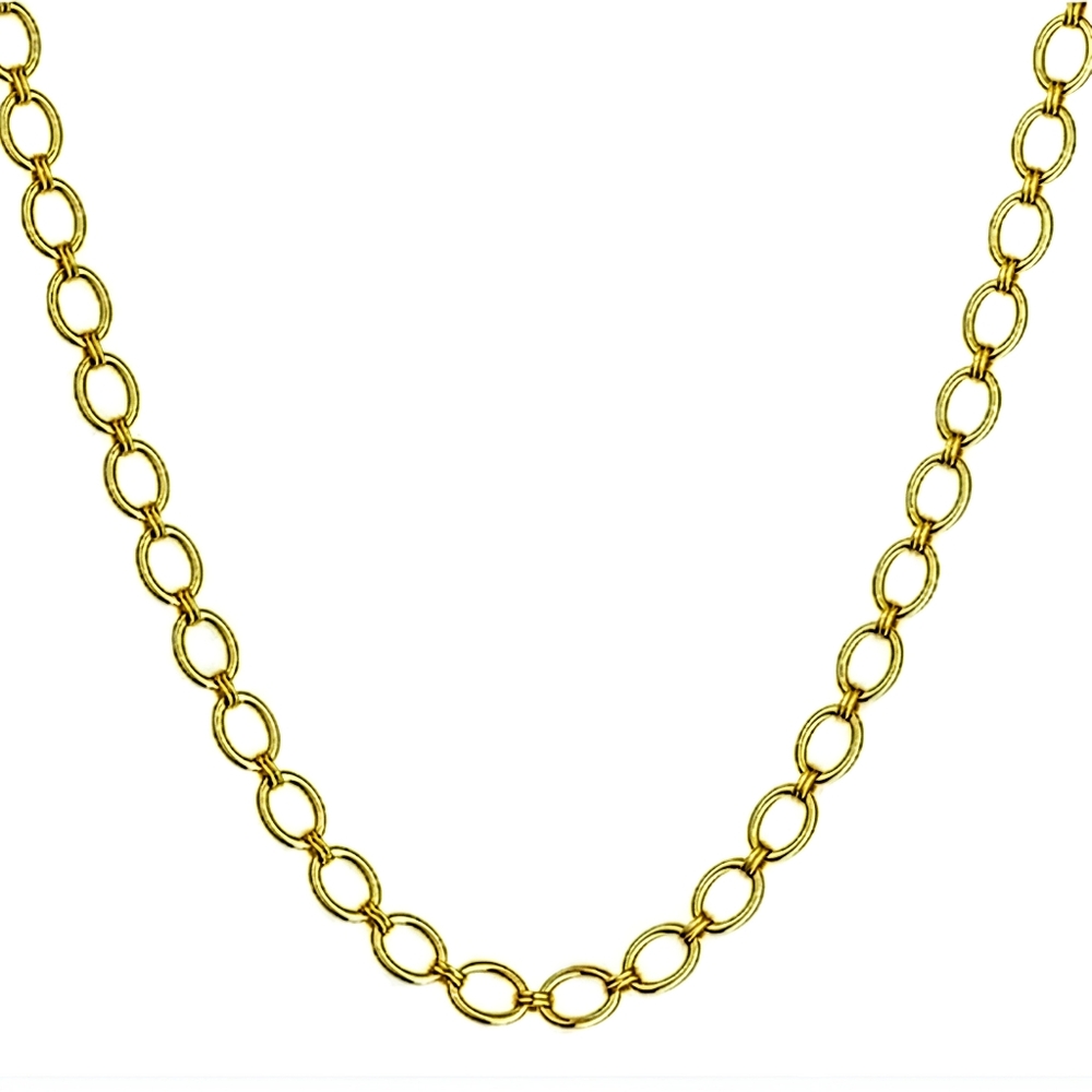 14k gold plated necklace. 15.3" with a 2.1" extender. Brass.